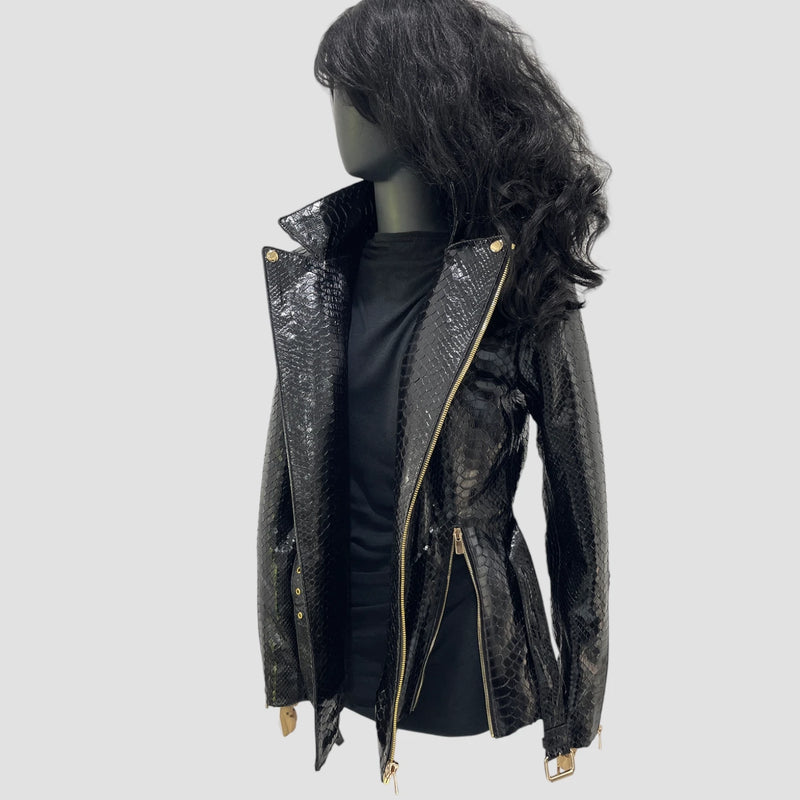 Python leather jacket