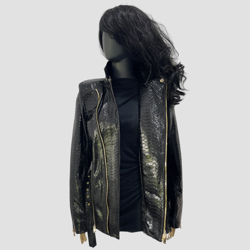 Python leather jacket