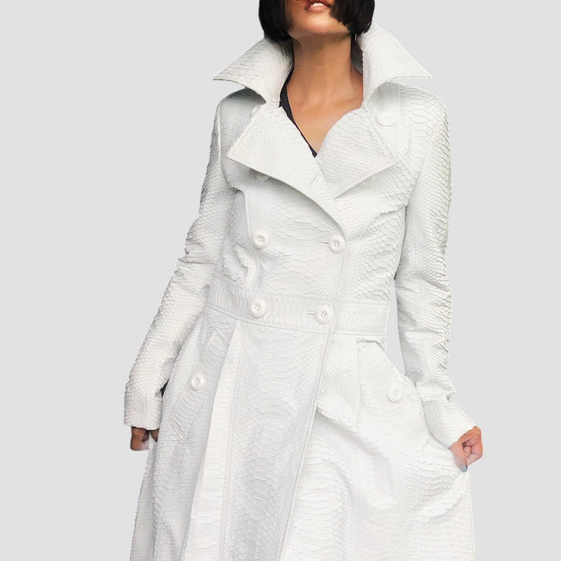 Python leather coat