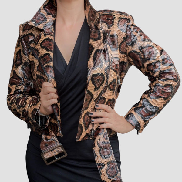 PYTHON LEATHER BIKER JACKET
