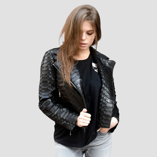 KING PYTHON LEATHER BIKER JACKET