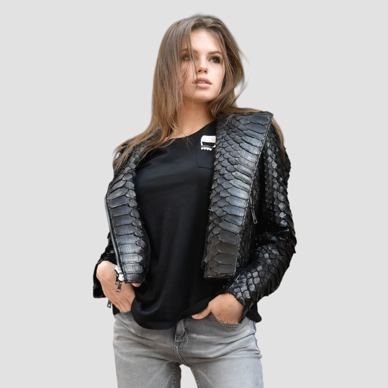 King python leather biker jacket