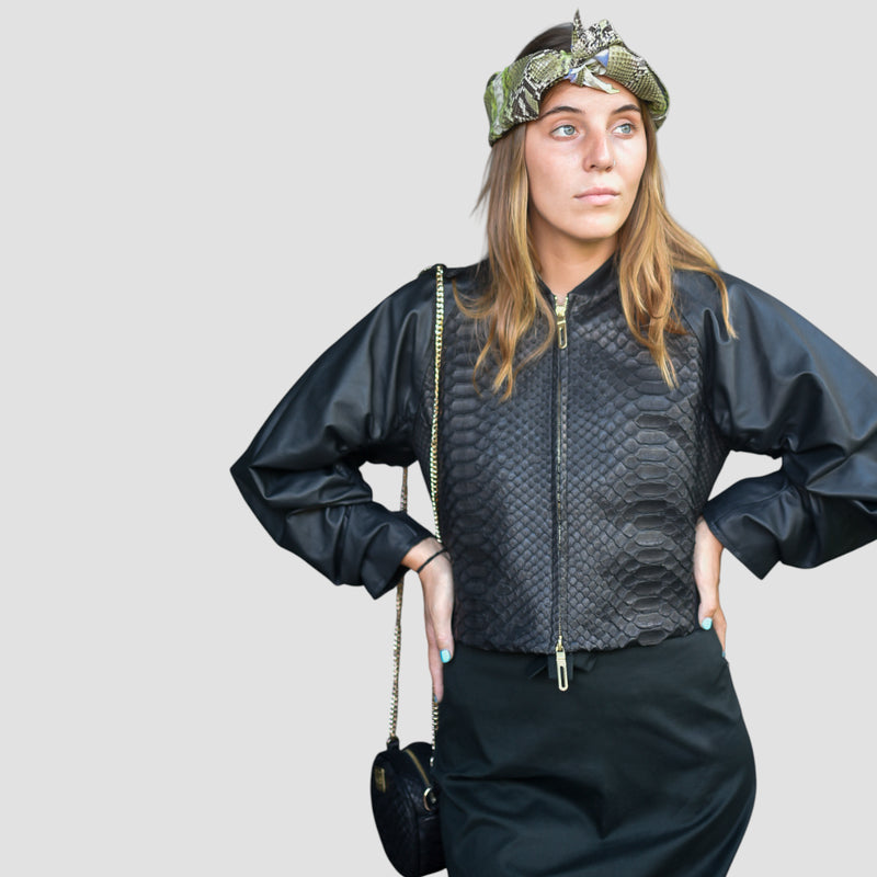 Python leather jacket
