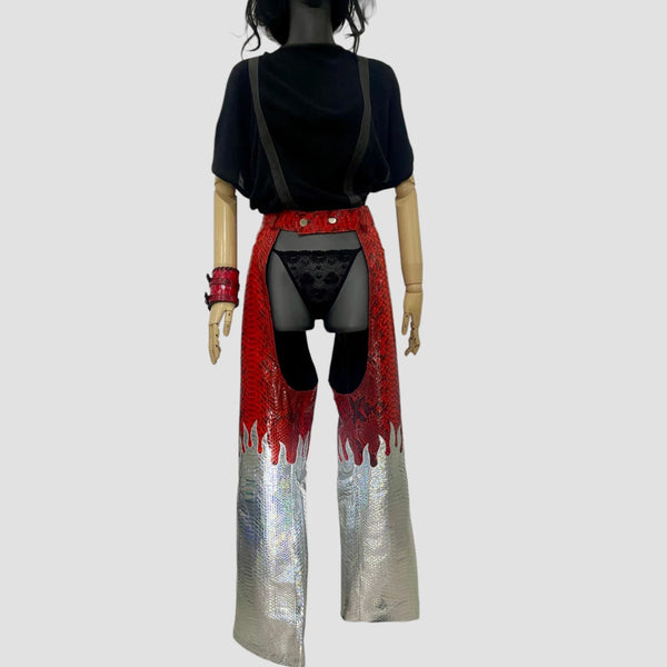 PYTHON LEATHER CHAPS PANTS