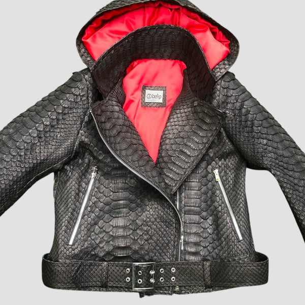 KING PYTHON LEATHER BIKER JACKET