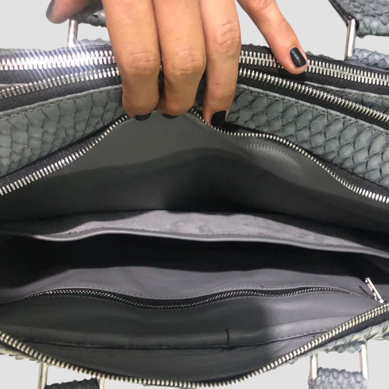 Python leather briefcase