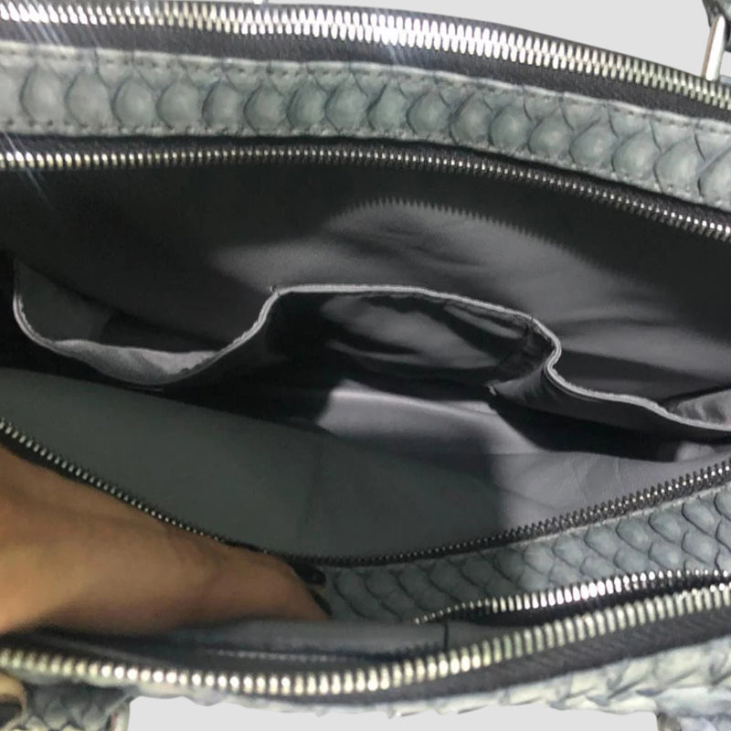Python leather briefcase