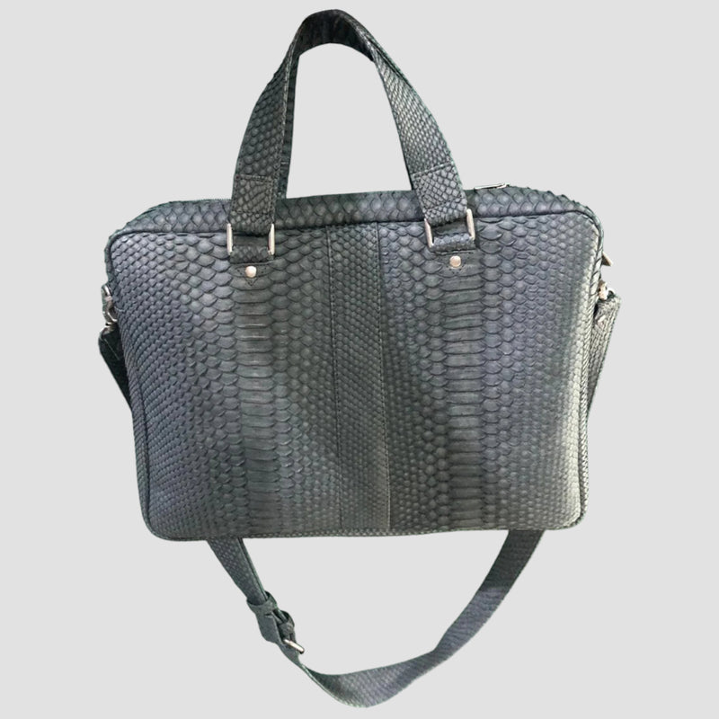 Python leather briefcase
