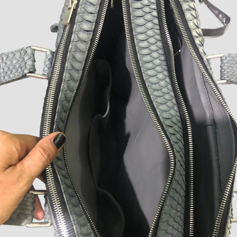 Python leather briefcase
