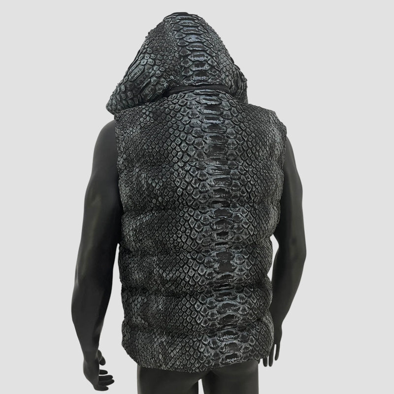 King python leather duck down vest