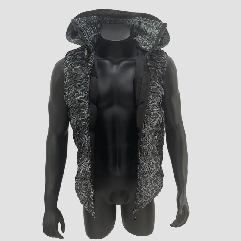 King python leather duck down vest
