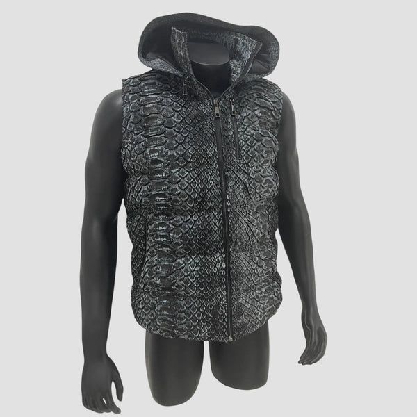 KING PYTHON LEATHER DUCK DOWN VEST
