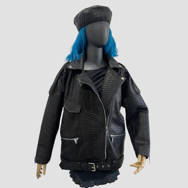 PYTHON LEATHER BIKER JACKET