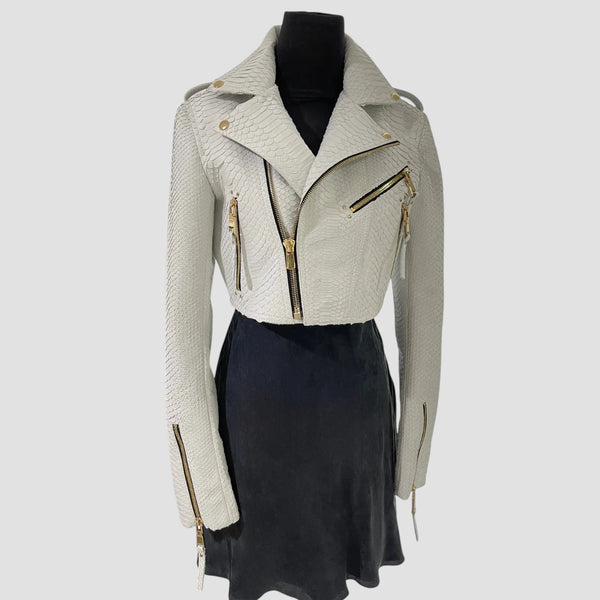 PYTHON LEATHER BIKER JACKET