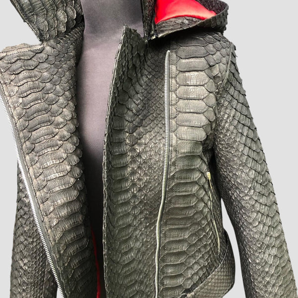 KING PYTHON LEATHER BIKER JACKET