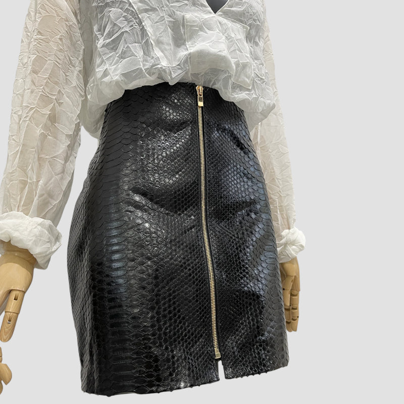 Python leather skirt