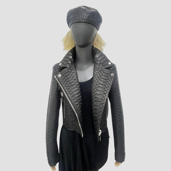 KING PYTHON LEATHER BIKER JACKET