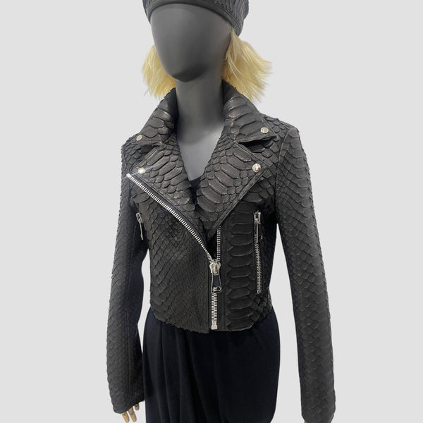 KING PYTHON LEATHER BIKER JACKET