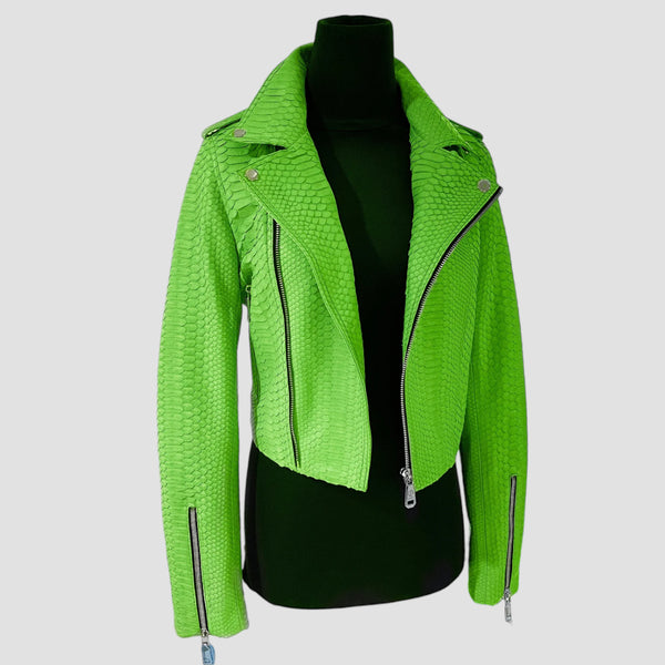 PYTHON LEATHER BIKER JACKET
