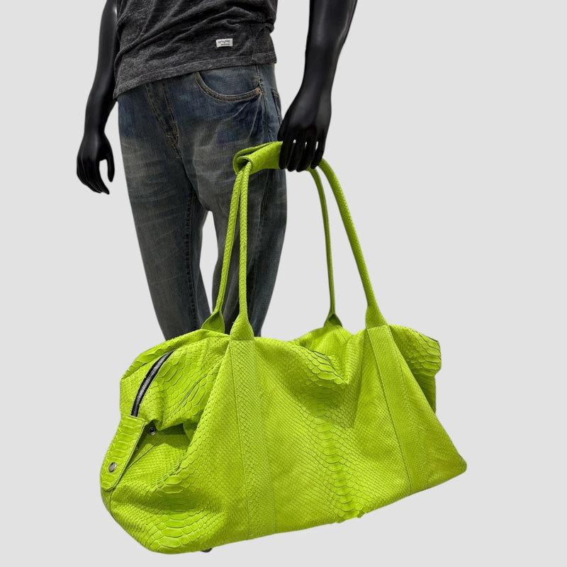 Python leather duffel bag