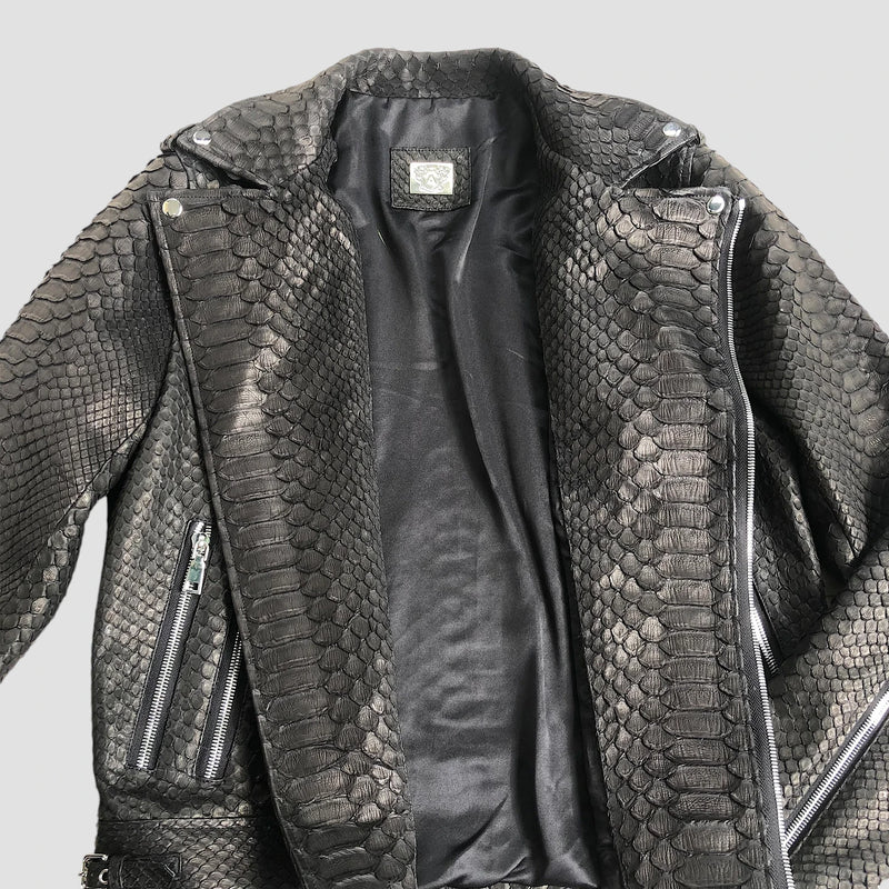 Dragon python leather biker jacket