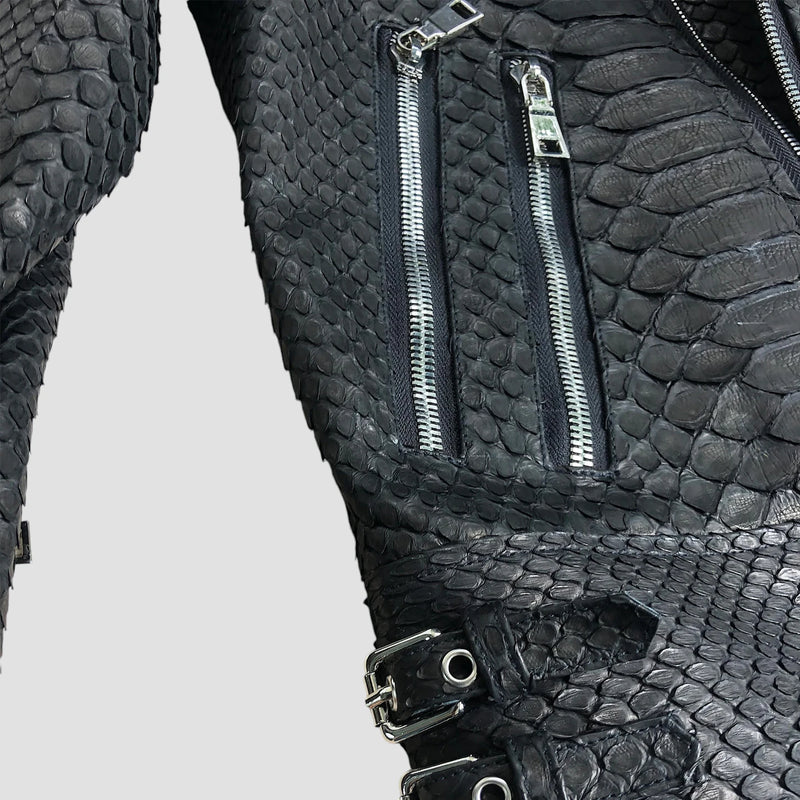 Dragon python leather biker jacket