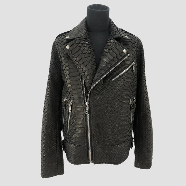 DRAGON PYTHON LEATHER BIKER JACKET
