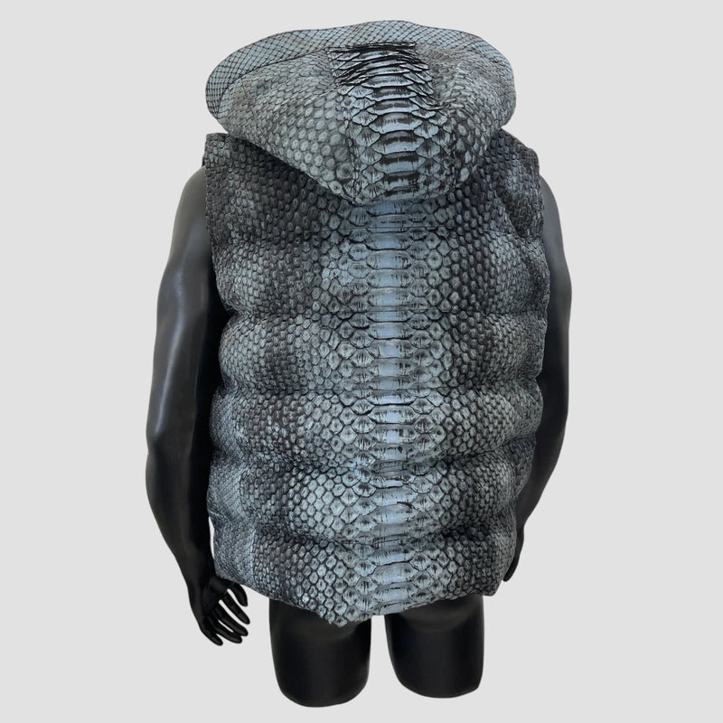 King python leather duck down vest