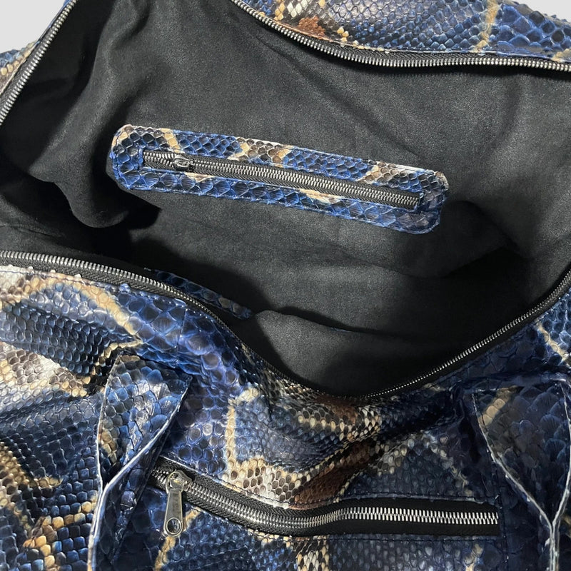 Python leather duffel bag