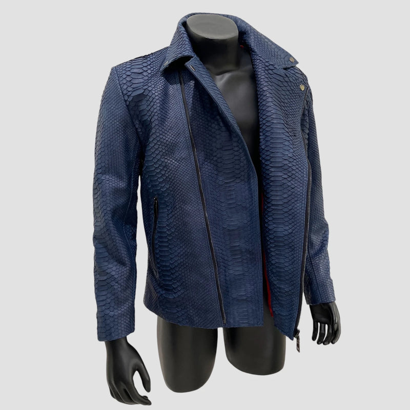 Python leather biker jacket