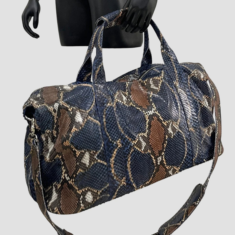 Python leather duffel bag