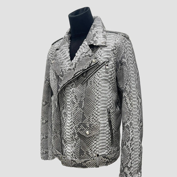 PYTHON LEATHER BIKER JACKET