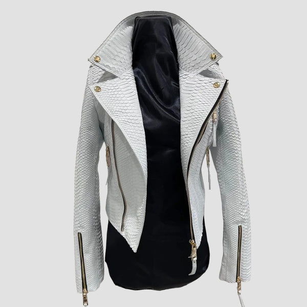 PYTHON LEATHER BIKER JACKET