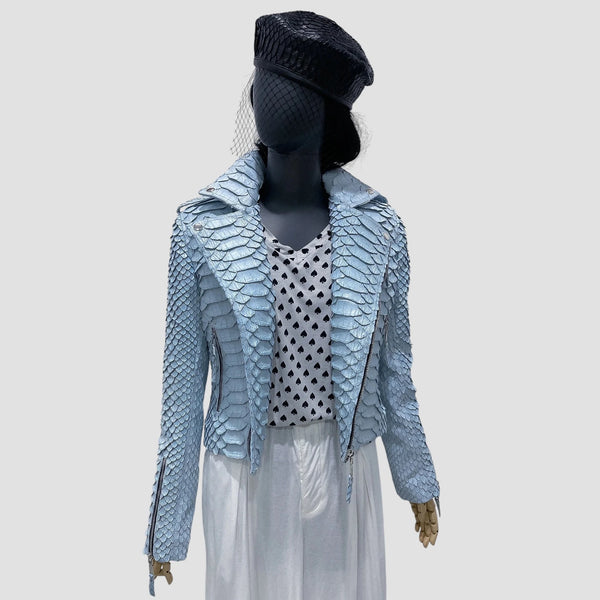 KING PYTHON LEATHER BIKER JACKET