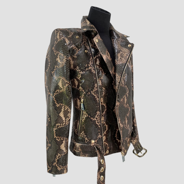 PYTHON LEATHER BIKER JACKET