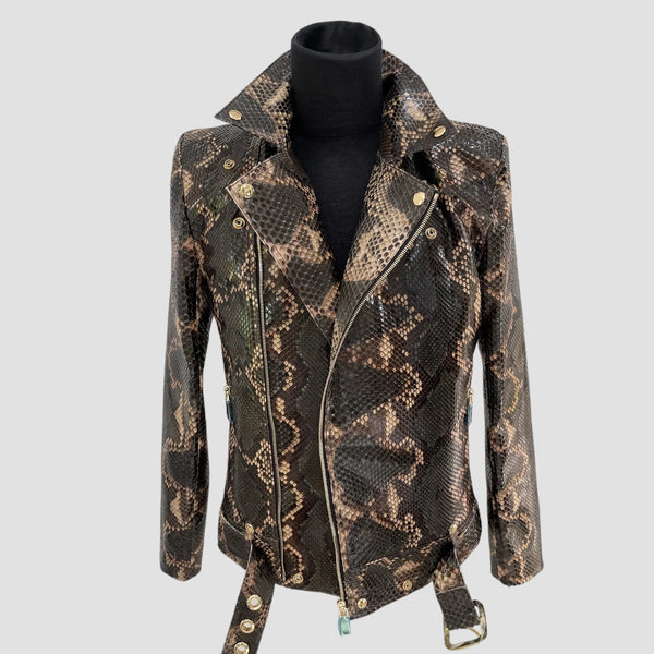 PYTHON LEATHER BIKER JACKET