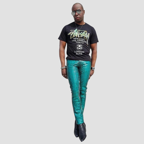PYTHON LEATHER PANTS