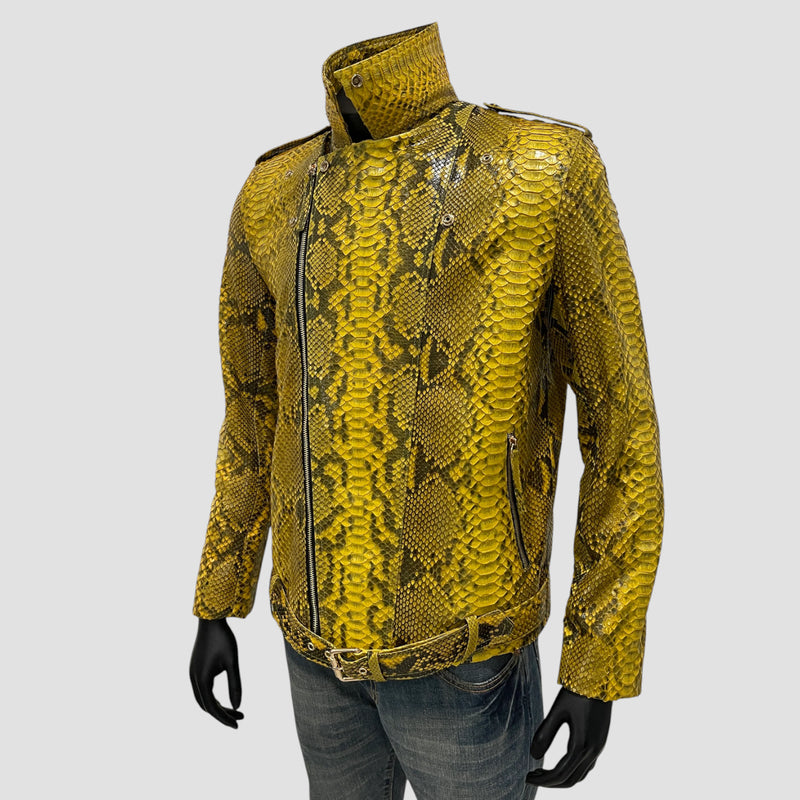 Python leather biker jacket
