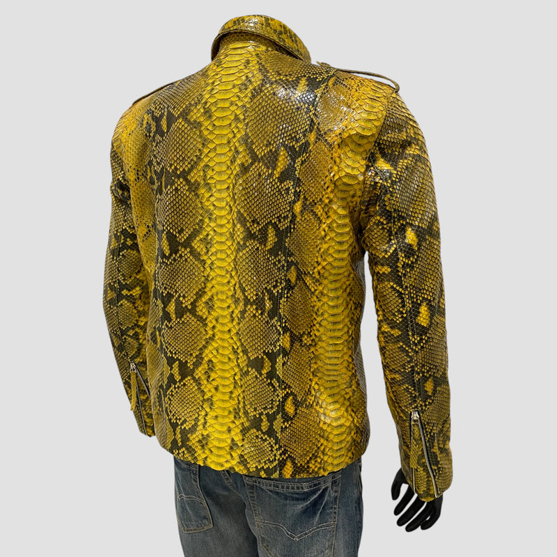 Python leather biker jacket