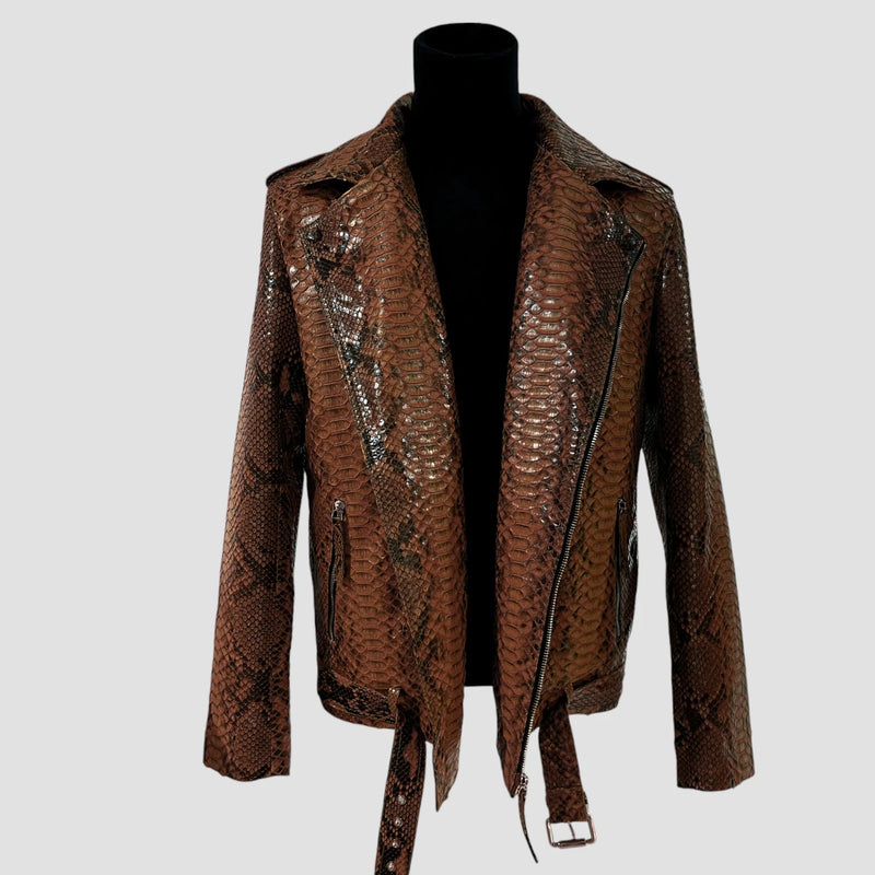 Python leather biker jacket