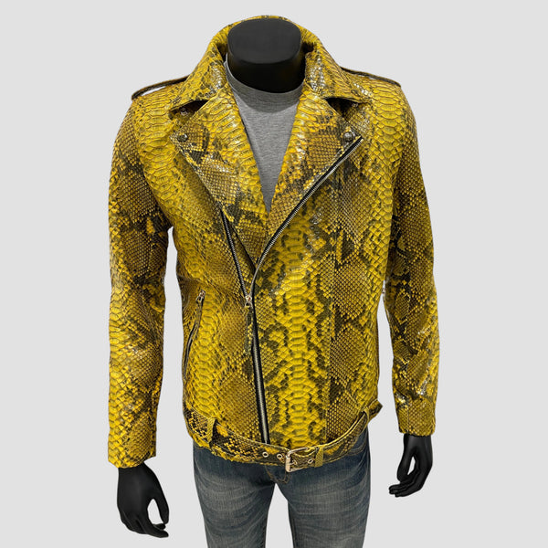 PYTHON LEATHER BIKER JACKET