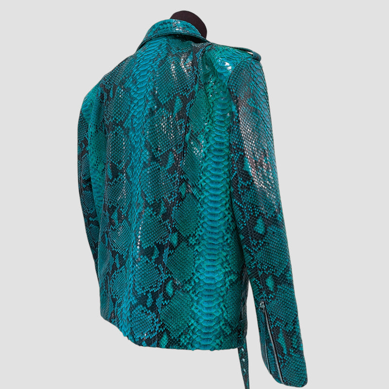 Python leather biker jacket