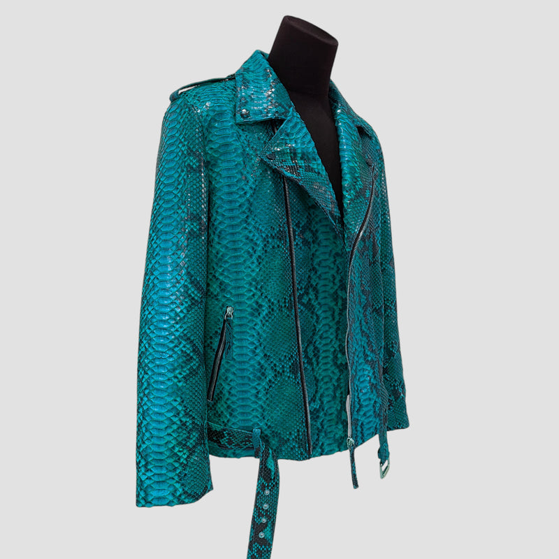 Python leather biker jacket