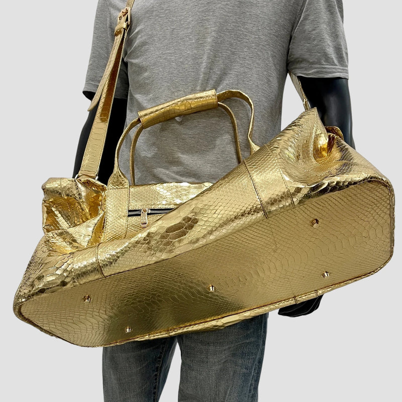 Python leather duffel bag