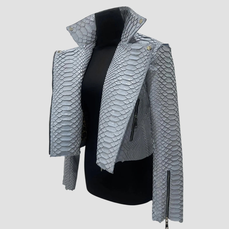 King python leather biker jacket