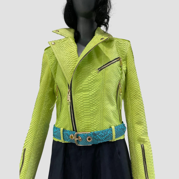 PYTHON LEATHER BIKER JACKET