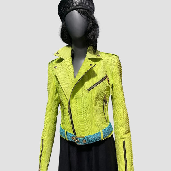 PYTHON LEATHER BIKER JACKET